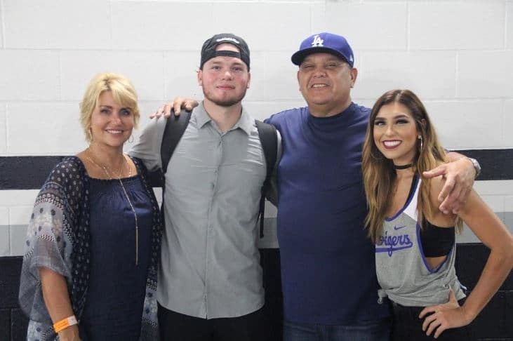 Alex Verdugo with his parents and sister