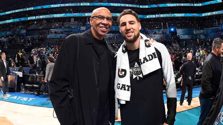Klay Thompson with his father, Mychal Thompson