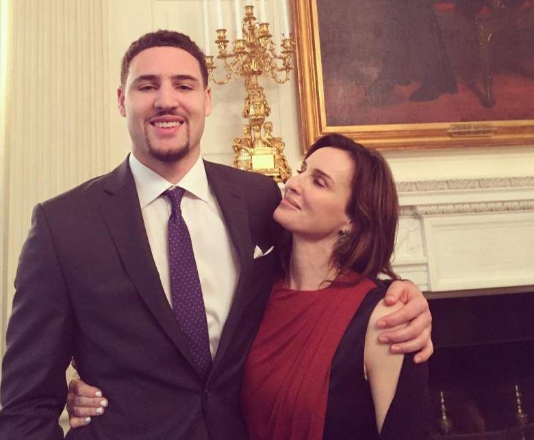Klay Thompson with his mother, Julie Thompson