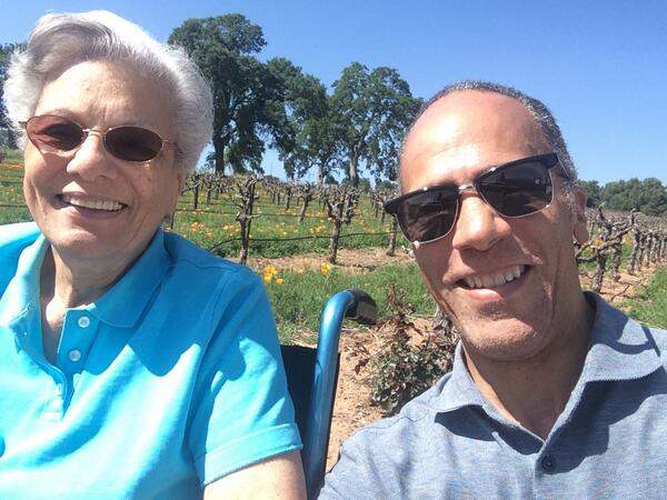 Lester Holt with his mother, June Holt