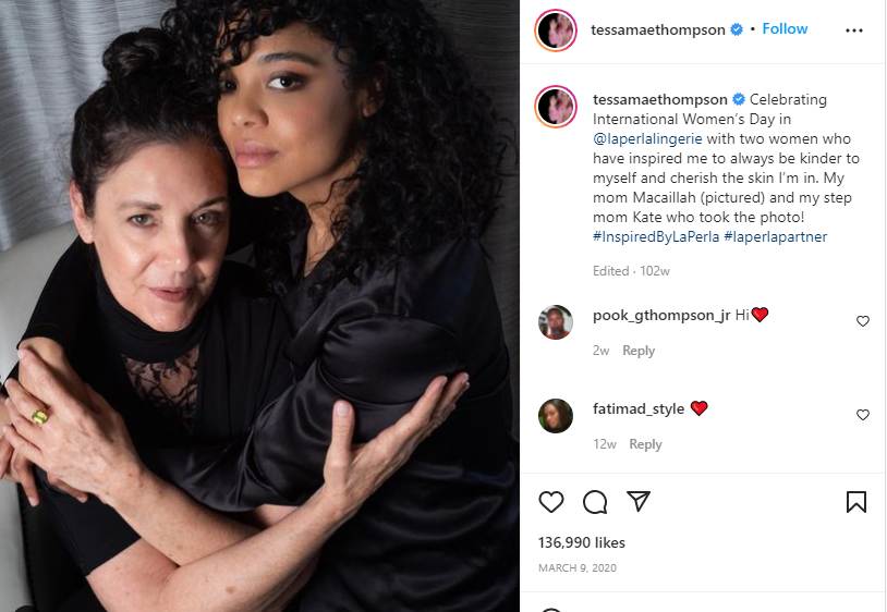Tessa Thompson with her mother, Macaillah