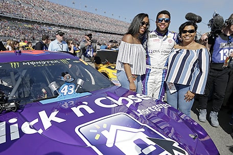 Image of Bubba Wallace with his mother and sister, Brittany Wallace