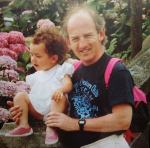 Image of Young Charli XCX with her father, Jon Aitchison