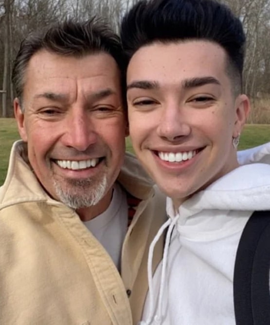 Image of James Charles with his father, Skip Dickinson