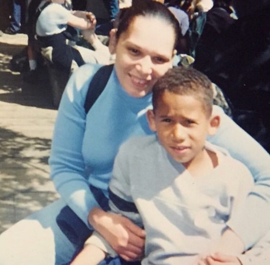 Juan Toscano with his mother, Patricia Toscano in young age