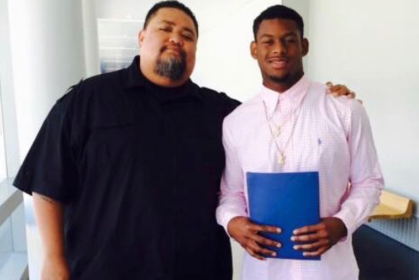 Juju Smith with his step father, Lawrence Schuster