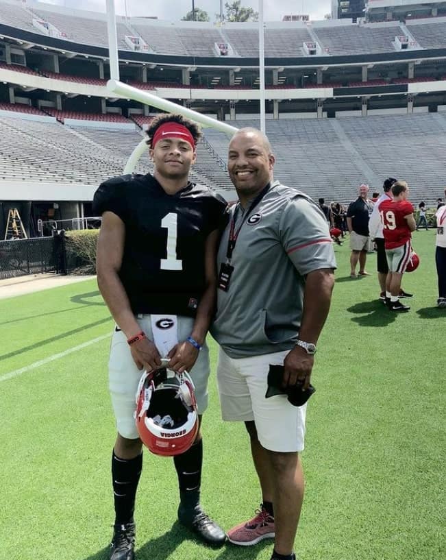 Image of Justin Fields with his father, Ivant Fields