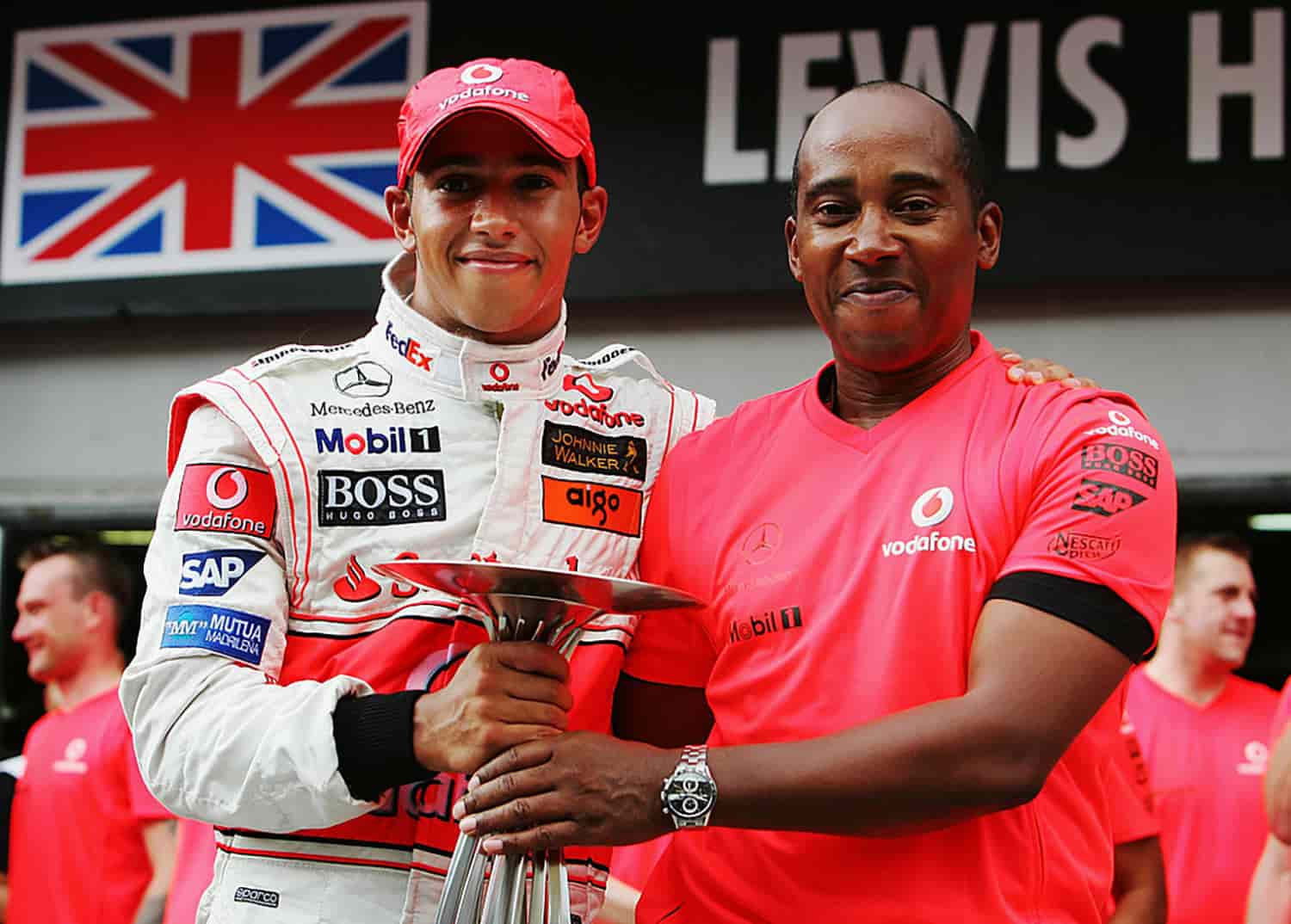 Image of Lewis Hamilton with his father, Anthony Hamilton