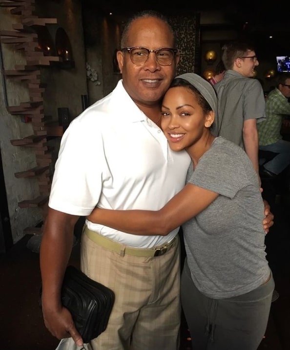 Image of Meagan Good with her father, Leon Good