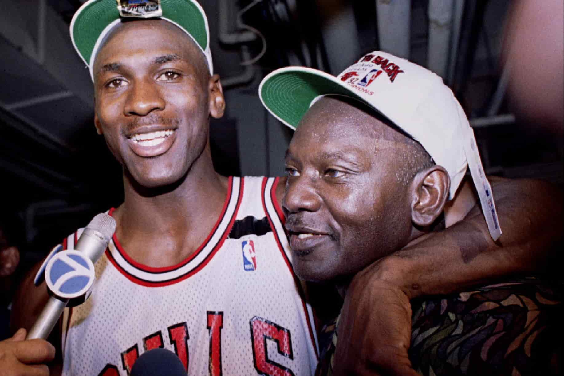 Image of Michael Jordan with his father, James Raymond Jordan, Sr.