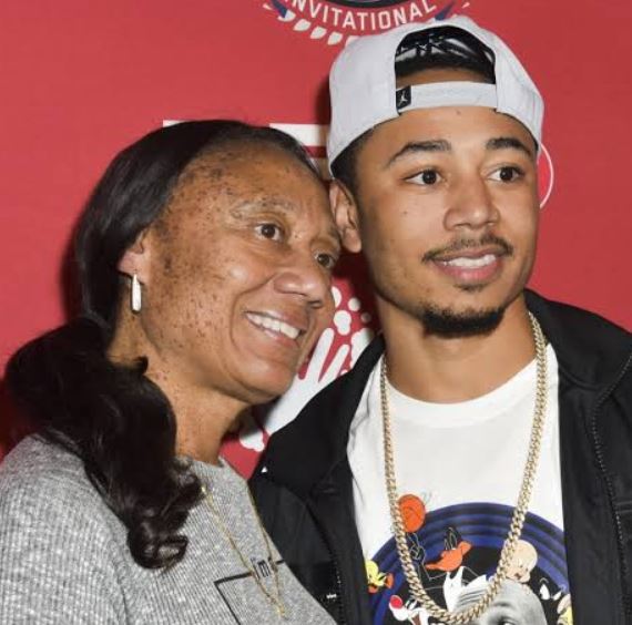 Image of Mookie Betts with this mother, Diana Betts