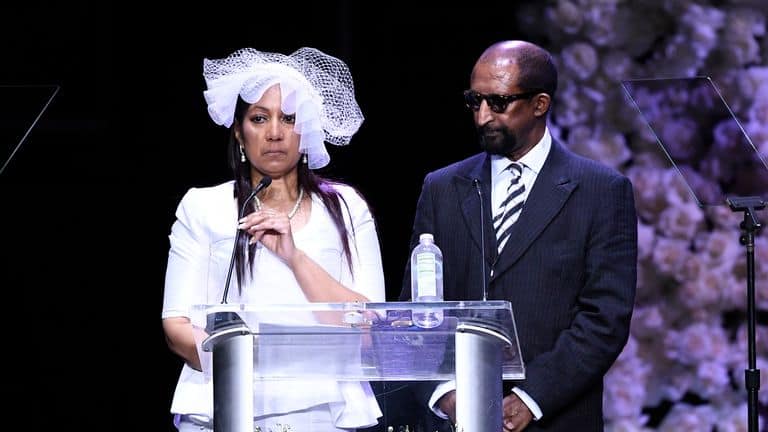 Image of Nipsey Hussle's parents during his memorial
