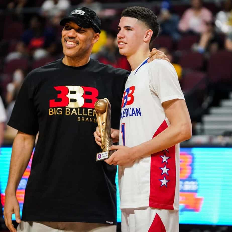 Image of LaMello Ball with his father, LaVar Ball