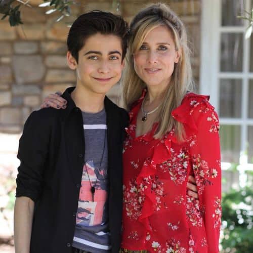 Image of Aiden Gallagher with his mother, Lauren Gallagher