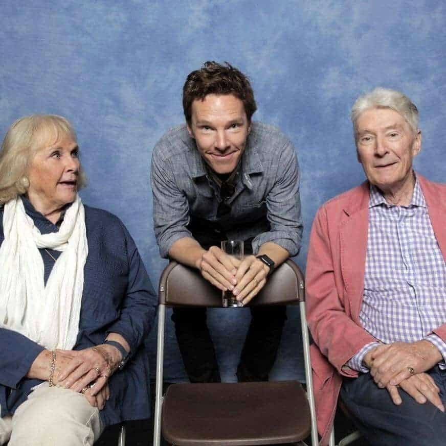 Image of Benedict Cumberbatch with his parents, Wanda Ventham and Timothy Carlton