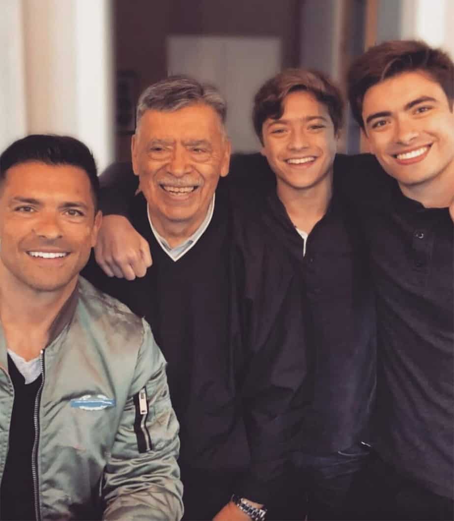 Image of Mark Consuelos with his father, Saul Consuelos, and his sons.