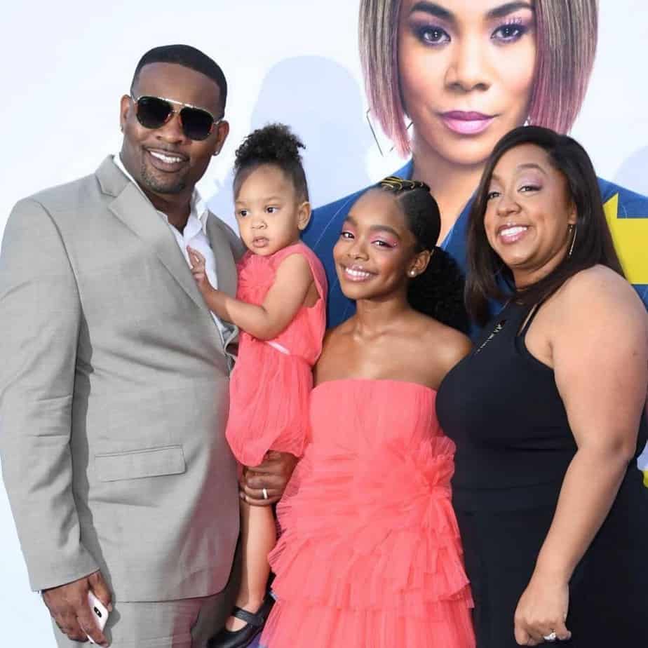 Image of Marsai Martin with her parents, Carol and Joshua Martin, and her sister, Sydney Martin