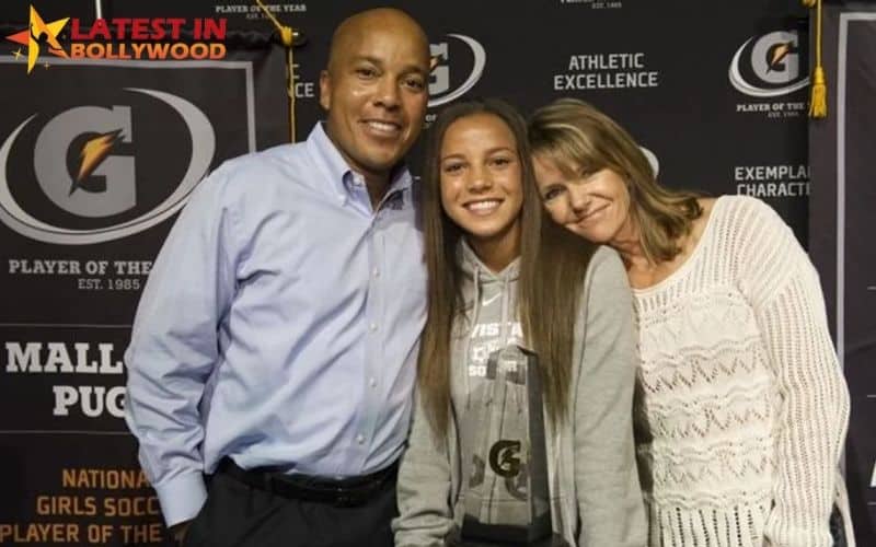 Image of Mallory Pugh with her father and mother, Karen Pugh