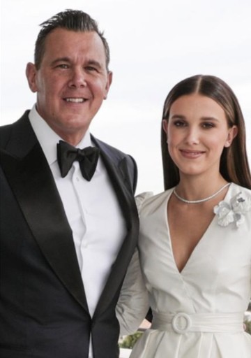 Image of Millie Bobby Brown with her father, Robert Brown